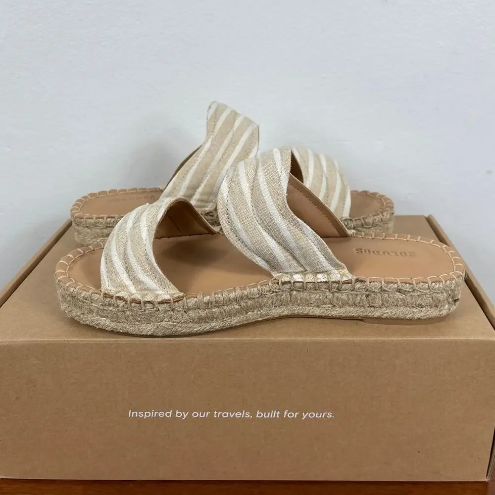 New Soludos Aarin Espadrille Sandals in Tan / Ivory Women's Size 6.5